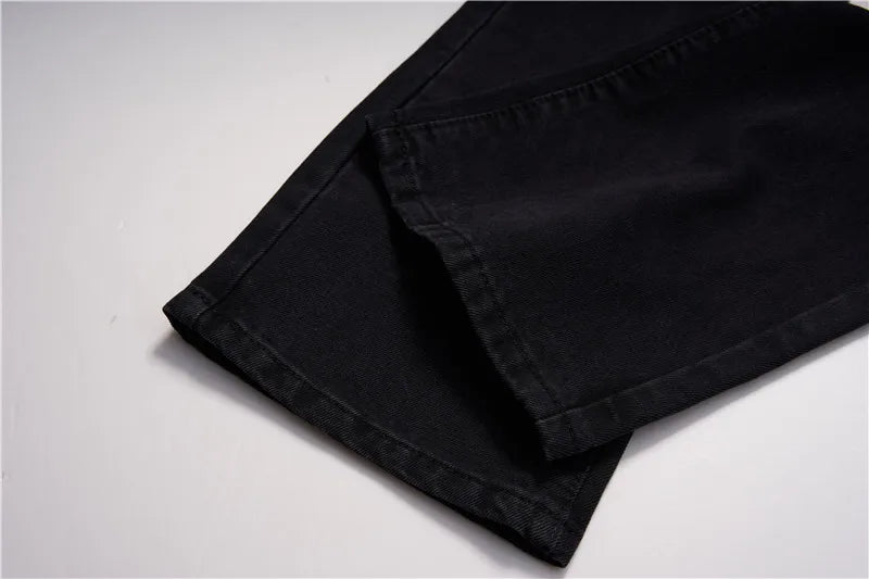 fashion back skull letters embroidery denim flare jeans mens zipper straight trouser hip hop streetwear pants joggers jeans men unique joggers style 5111
