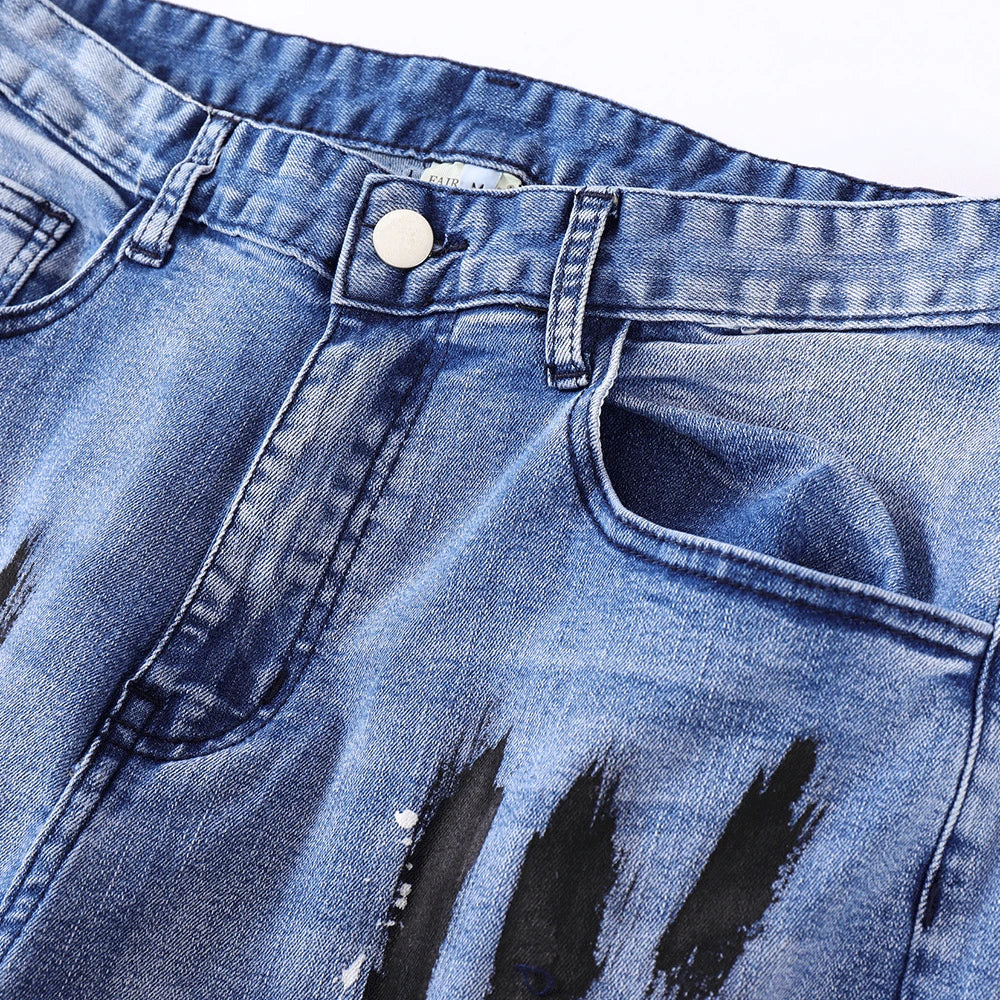 mens vintage jeans 2023 new ripped holes straight denim pants streetwear hip hop harajuku jeans trousers vintage washed jeans