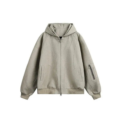 spring autumn hood bomber jacket men streetwear fashion loose casual hooded short cargo jacket cityboy coat outerwear unique cargo style 255