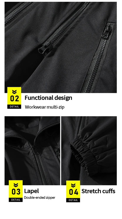 men workwear coat casual strip hoodids jacket unisex fashion hooded zipper tops outwear breathable waterproof windproof workwear unique default style 230