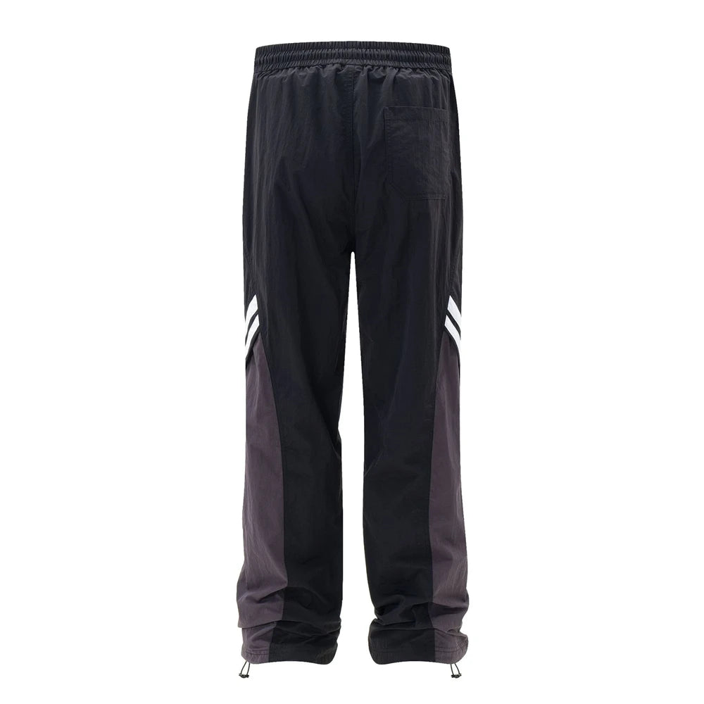 men black sports pants y2k striped patchwork joggers baggy pants hip hop casual drawstring waist quick drying trousers unique joggers style 3730