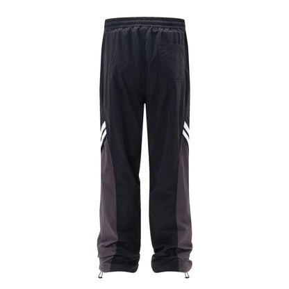 men black sports pants y2k striped patchwork joggers baggy pants hip hop casual drawstring waist quick drying trousers unique joggers style 3730