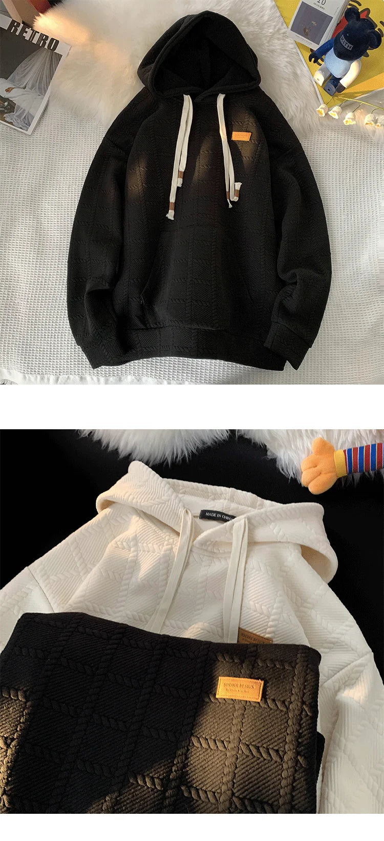 Korean Solid Color Hoodie Men's Autumn Loose Hooded Sweatshirt Fashion Brand Hoodies Harajuku Male Pullovers Street King Limited