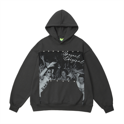 Fashion Punk Rivets Hoodies Pullover Hooded Sweatshirts Harajuku Women Streetwear Skateboard Casual Patchwork Tops Men Hoodies Street King Limited