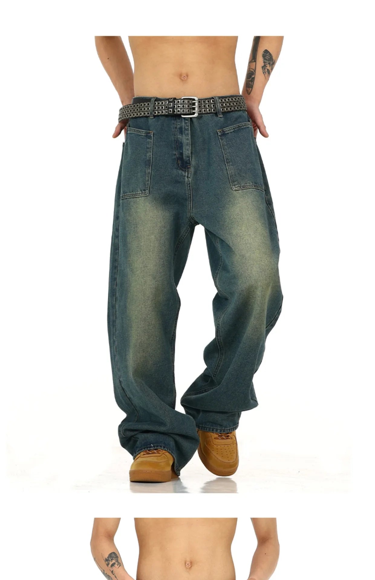 retro washed denim baggy jeans pants unisex hip hop fashion streetwear harajuku loose wide leg straight y2k pants joggers men unique joggers style 4965