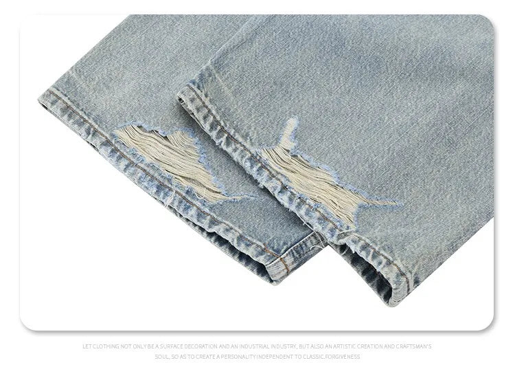 Straight Jeans with torn knees Street King Limited