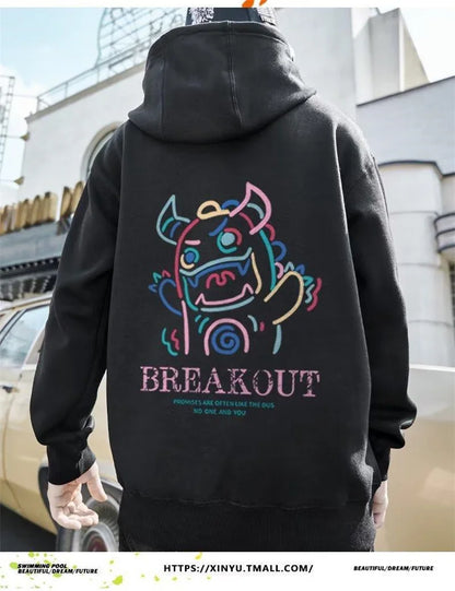 Breakout Cattle Harajuku Prints Mens Pullover Hoodies Casual Loose Sweatshirts Male Fashion Autumn y2k Hoodie Hip Hop Tops Street King Limited
