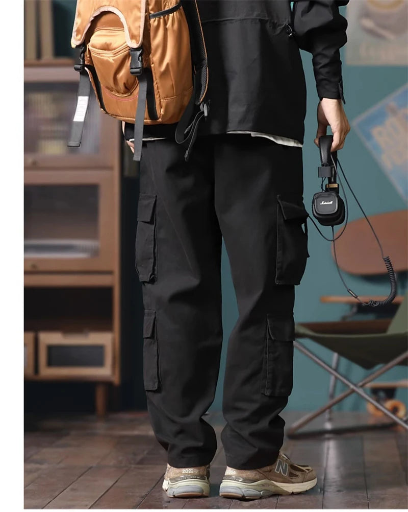american vintage baggy cargo pants men outdoor sport military tactical sweatpants y2k straight multi pocket overalls trousers unique joggers style 468