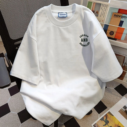 Summer high street couple loose retro personality letter print round neck short sleeved men and women hip-hop casual T-shirt top Street King Limited