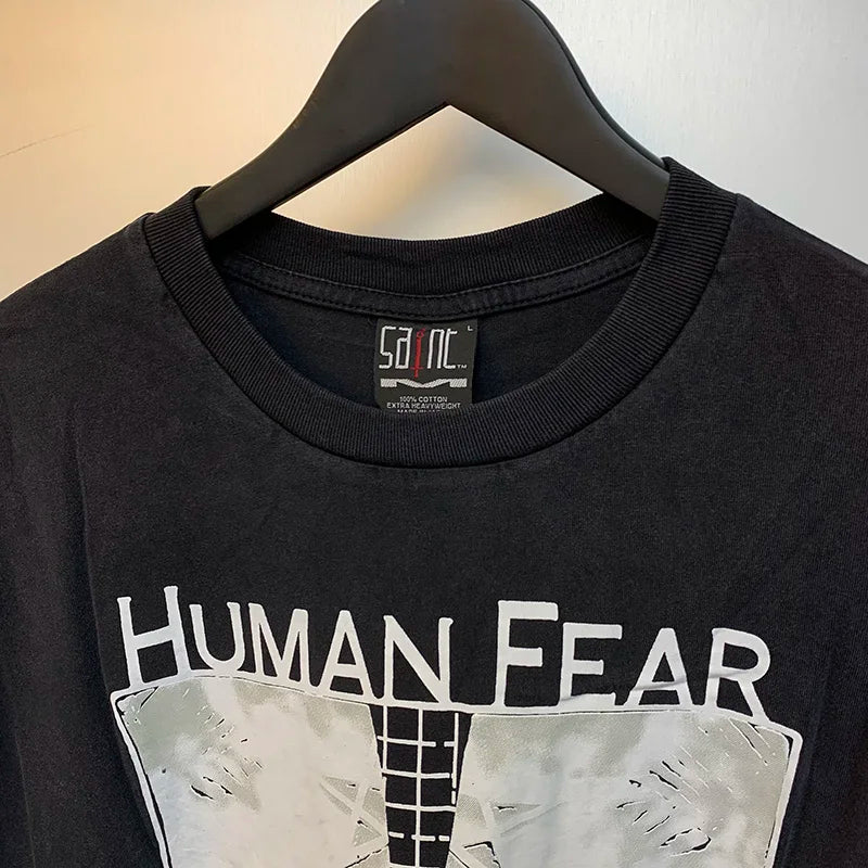 2024ss Sheep Lion Head Printing T Shirt Michael Men Woman Good Quality Vintage Wash Black O-Neck Loose Casual Tops Tee Street King Limited