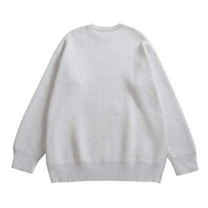 Hip Hop Knitted Sweater Men Winter O-neck Anime Spider Web Pattern Pullover Streetwear Casual Loose Sweater Warm Jumper Knitwear Street King Limited
