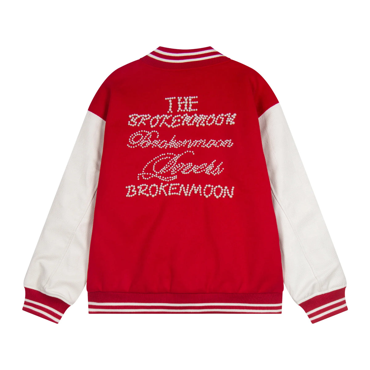 2024 hotselling high street pearl red hot stamping splicing checkered leather sleeves baseball jacket coat clean everyday pants