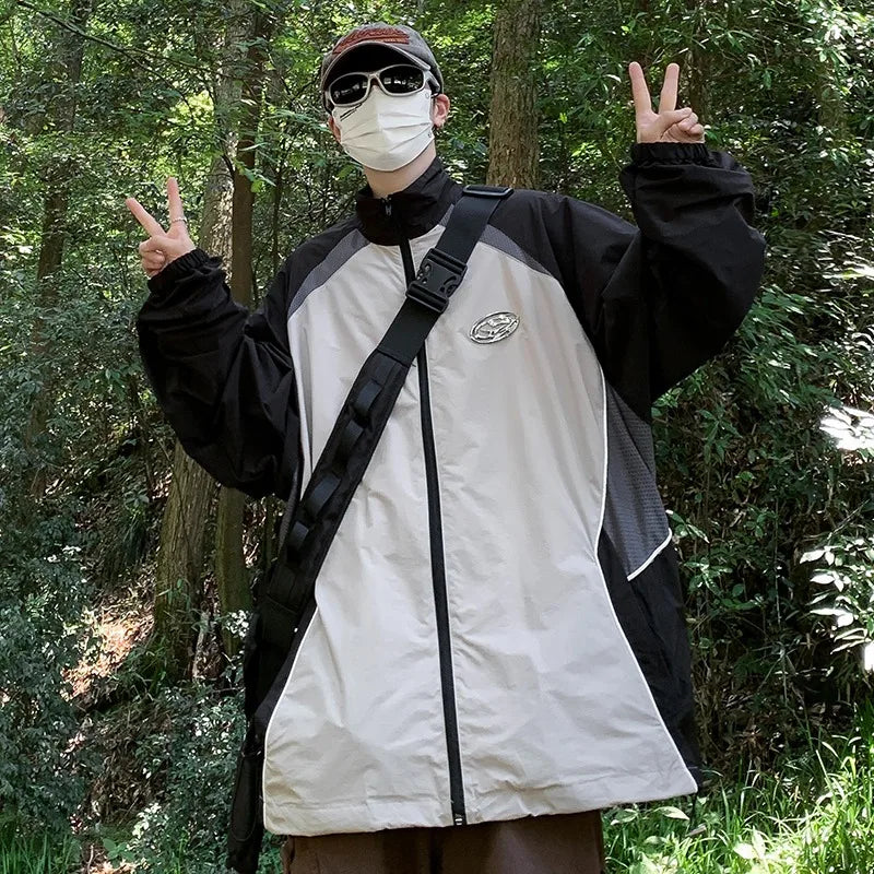 new sport charge jacket mens korean trend color blocking quick drying thin coats summer outdoor sunscreen casual windbreaker unique default style 1922