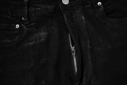 hi street flared jeans men broken patchwork denim pants streetwear harajuku luxury designer black jeans trousers male unique jeans style 466