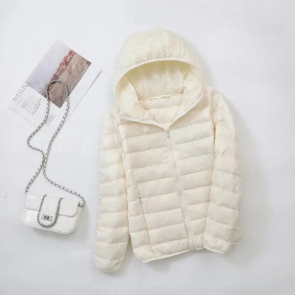 plus size thin light down jacket women 2023 autumn winter slim short hooded warm white duck down coat women outerwear streetwear unique shorts style 4252