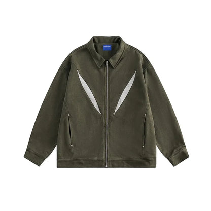 army green faux suede heavyweight jackets american street vintage outdoor jacket zipper lapel casual coats for men minimalist street pants