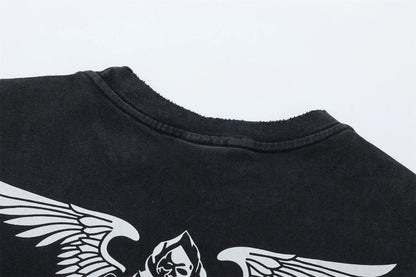 Vintage Retro Washed Distressed High-Street Printing T-Shirt Tops Street King Limited