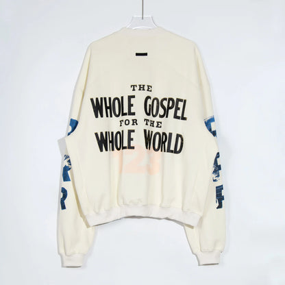 RRR123 Brand FASHION Jerry Same High-Street Print Gospel Cross Cotton Casual Long-Sleeved Roundneck Sweatshirt Pullover Street King Limited
