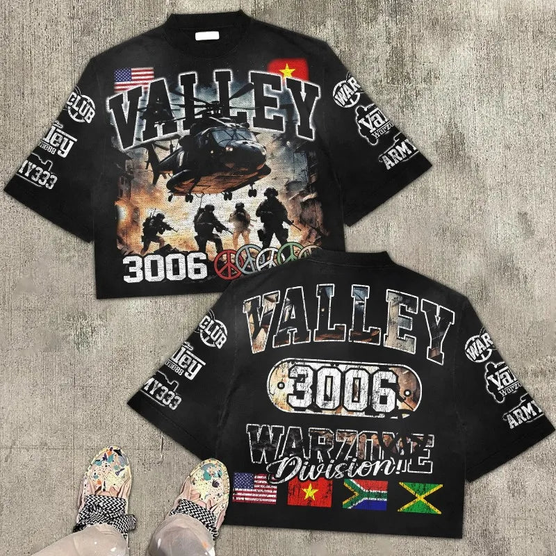 American Gothic Trendy Special Forces Letter Pattern Printed Oversized T-shirt Women's Summer Retro y2k Clothing Loose Shirt Street King Limited