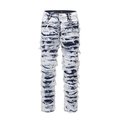 Men's Jeans Skinny Frayed Distressed Retro Ripped Biker Jeans Hip Hop Streetwear European American Slim Denim Pants for Men Street King Limited