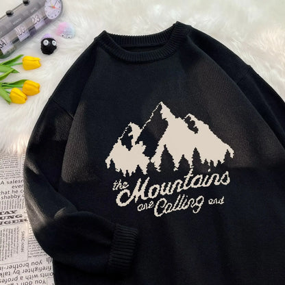 New High Street Graphic Print Knitted Sweater For Men Hip Hop Letter Pullovers Femme 2025 Autumn Casual Y2K Vintage Knitwears Street King Limited