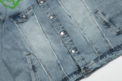 men harajuku graffiti denim jacket and coat fashion hip hop long sleeve jean patchwork outerwear casual streetwear jeans jackets unique jeans style 3724