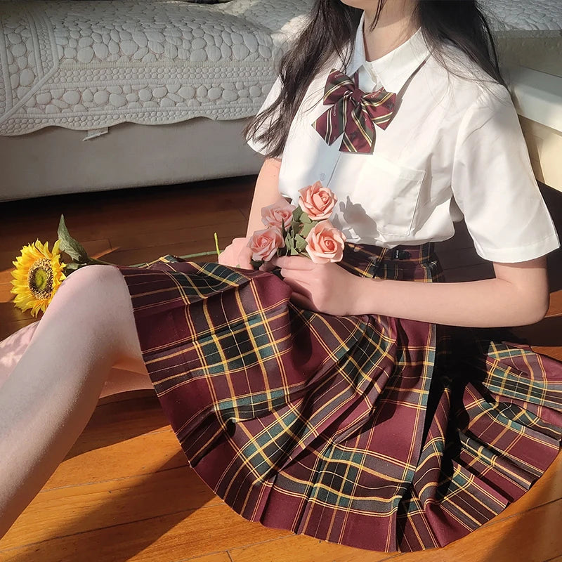Jk Uniforms Gyaru School Uniform for Girl Student Pleated Skirt Uniform Set Women Short Sleeve Bow Tie Seifuku Japanese Style Street King Limited