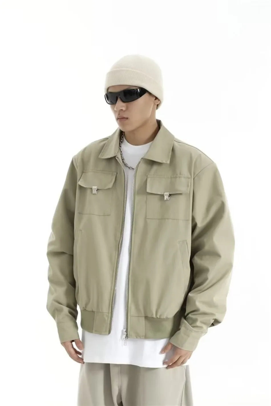 high street tooling bomber jacket mens spring retro double pocket loose short pilot coats lapel zipper khaki baseball jersey unique shorts style 3196