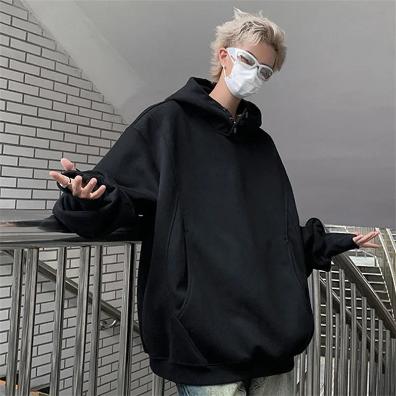 Streetwear New Retro Button Neck Hooded Sweatshirts For Men Autumn Fleece Y2K Vin New Retro Button Neck Hooded Sweatshirts For Men Autumn Fleece Y2K Vintage Hoodies Hip Hop Fashion Streetwear Pullover Hoodie Fashion Sweater Jacket With Graphic Design For Men