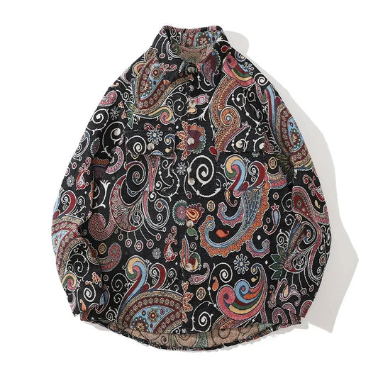 Streetwear Gonthwid Harajuku Streetwear Shirts Coats Graffiti Bandana Paisley Pat Gonthwid Harajuku Streetwear Shirts Coats Graffiti Bandana Paisley Pattern Pockets Shirt Hip Hop Fashion Long Sleeve Button Tops Fashion Sweater Jacket With Graphic Design For Men