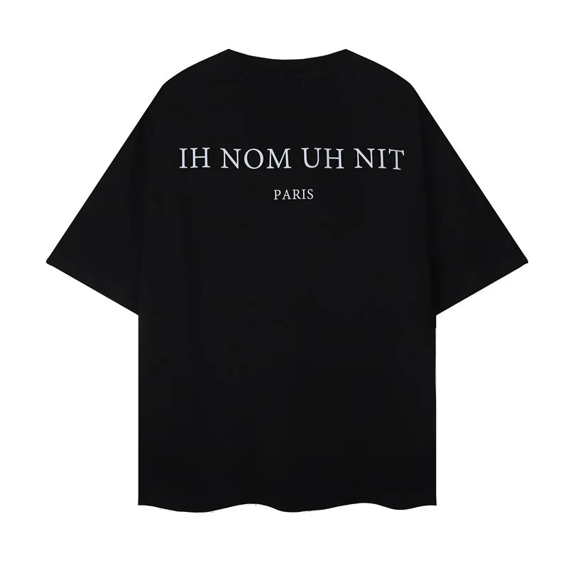 2024ss New IH NOM UH NIT T-shirt Masked Gold Necklace Printing Men Woman Good Quality Chaopai Top Tees Street King Limited