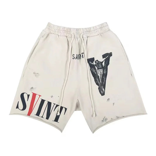 prints loose edging sport shorts quarter pant techwear shorts