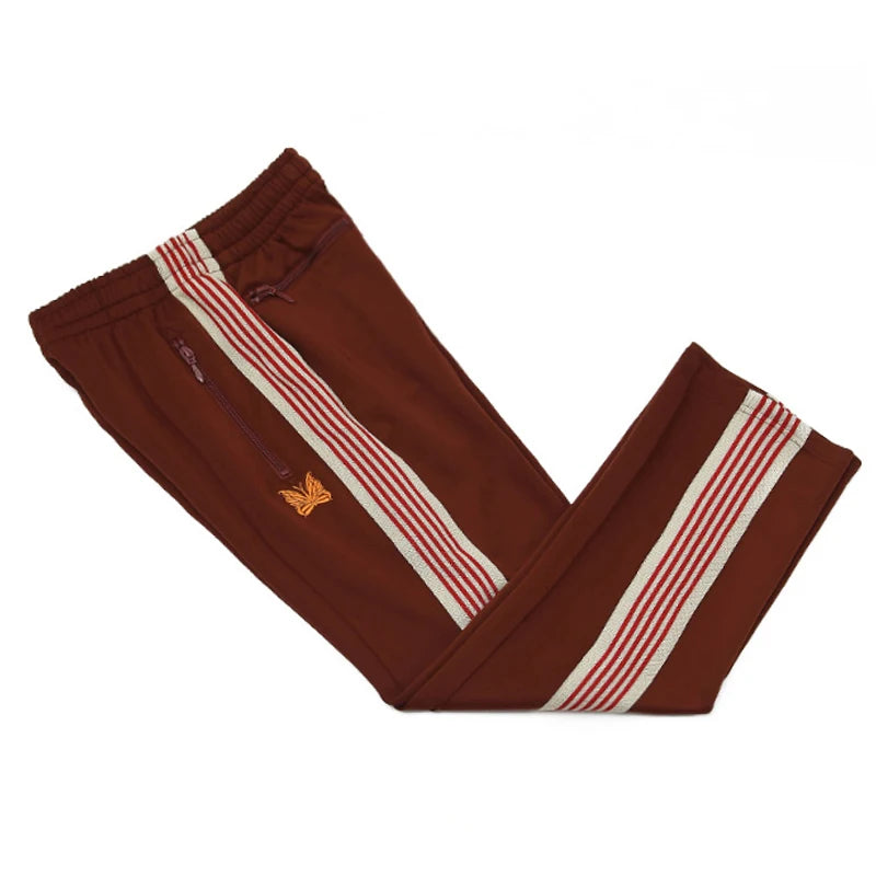 good quality brown motion casual pants men woman lovers trend side edge weaving embroidery drawstring loose trousers unique default style 4817