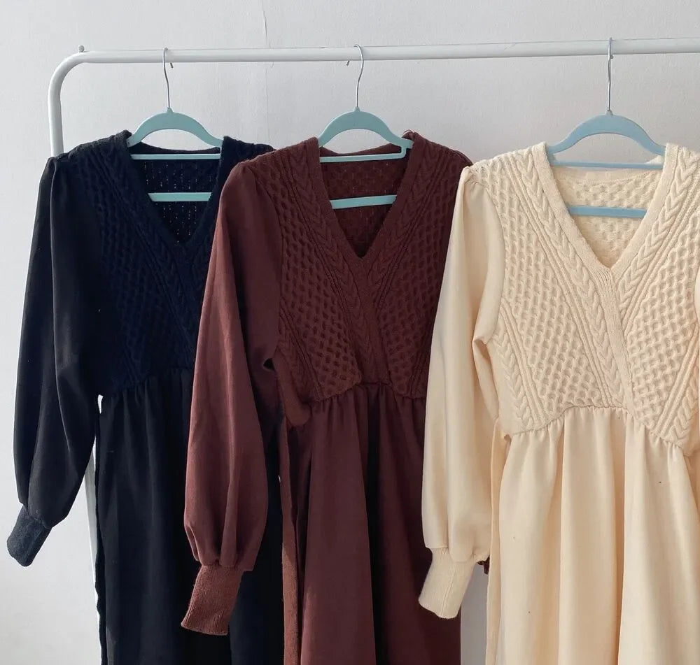 Winter Dress Long Elegant Splicing Stripes Y2k Knitted Dress Women Koean Fashion Long Sleeve Dresses Female Club Party Vestidos Street King Limited