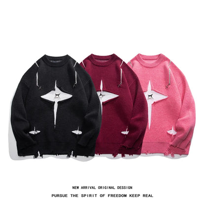 Gothic Men's Sweater Hip Hop Streetwear Long Sleeved Round Neck Tops Oversized Autumn New Knitwear Sweaters Jumpers Street King Limited