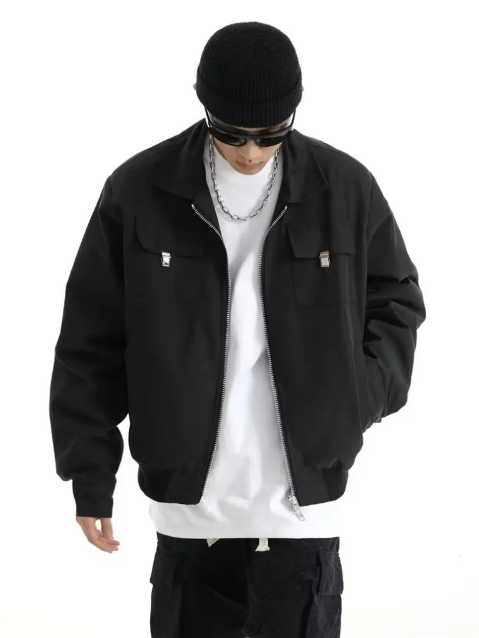 high street tooling bomber jacket mens spring retro double pocket loose short pilot coats lapel zipper khaki baseball jersey unique shorts style 3202