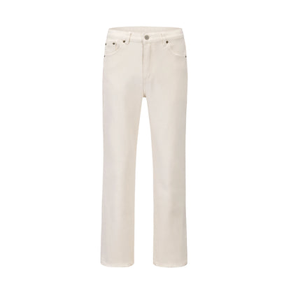 high street white color solid cleanfit casual jeans for men straight baggy pockets loose cargo pants y2k oversize denim trousers utility cargo pants