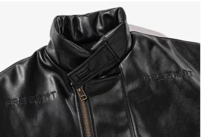 japanese street motorcycle set men thickened stand collar hip hop leather jacket harajuku casual pants 2 pcs bomber suit 2023 unique default style 4340