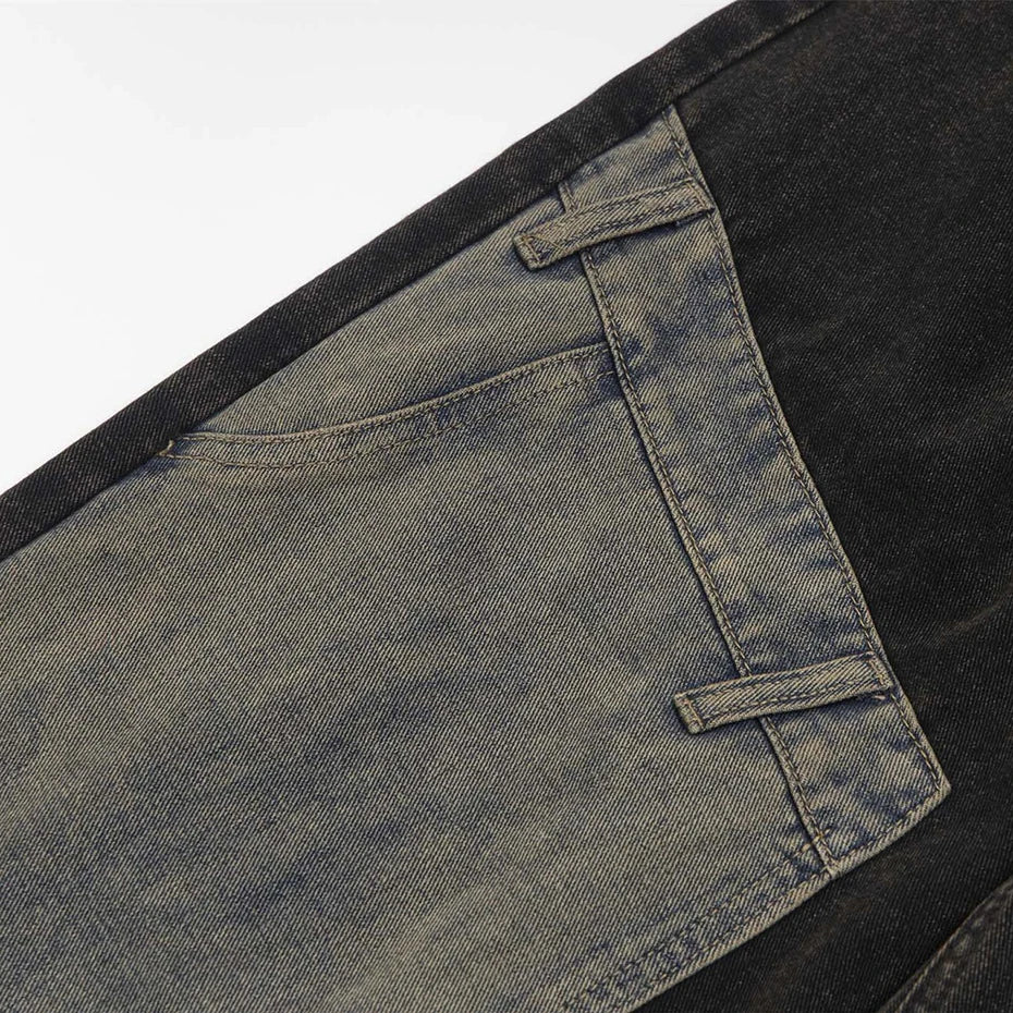 vintage black mens jeans patchwork hip hop baggy jeans man streetwear harajuku loose straight denim pants ripped baggy denim