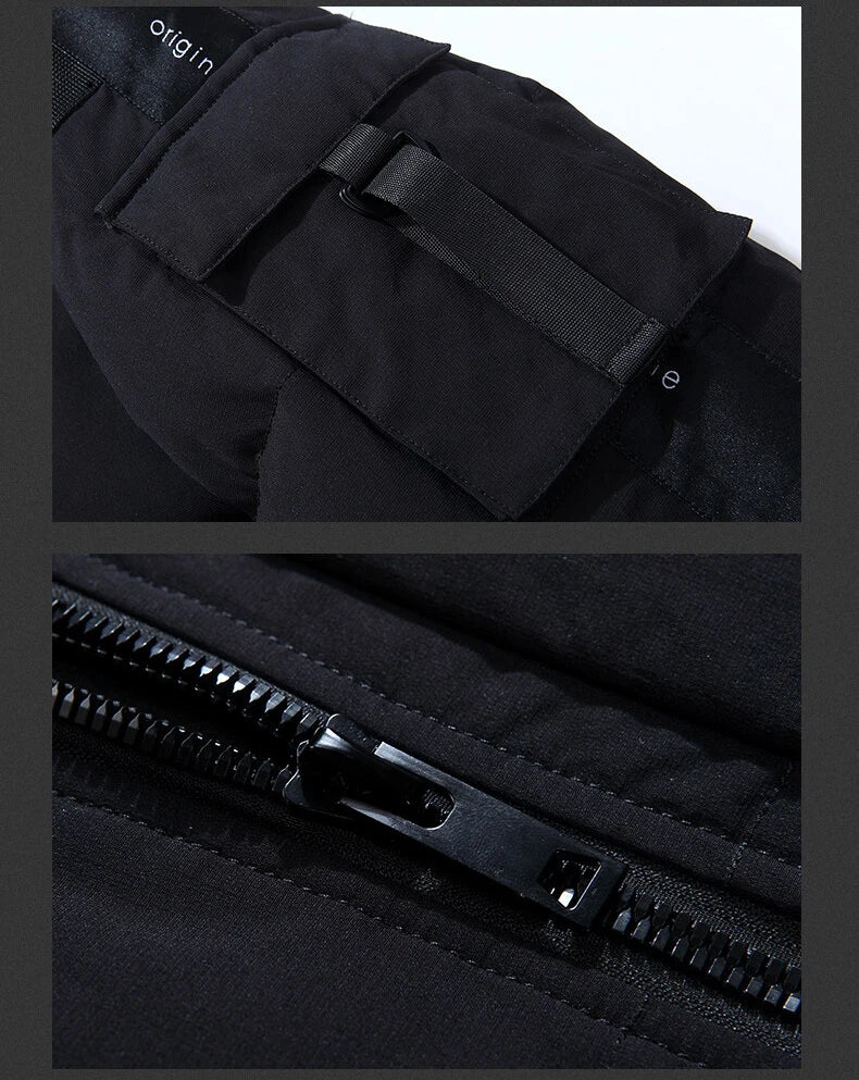 2023 New Winter Men Parka Big Pockets Casual Jacket Hooded Solid Color 2 colors Thicken And Warm hooded Outwear Coat Size 3XL Street King Limited