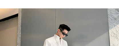 Men French Vintage Fashion Business Casual Long Sleeve Loose Dress Shirts Man Korean Streetwear Party Shirt Blouses Street King Limited