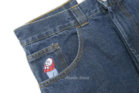 Harajuku Gothic Hip Hop Big Boy Jeans Y2K Skateboard Pants Graphic Embroidery Retro High Waist Baggy Jeans Mens Wide Trousers Street King Limited