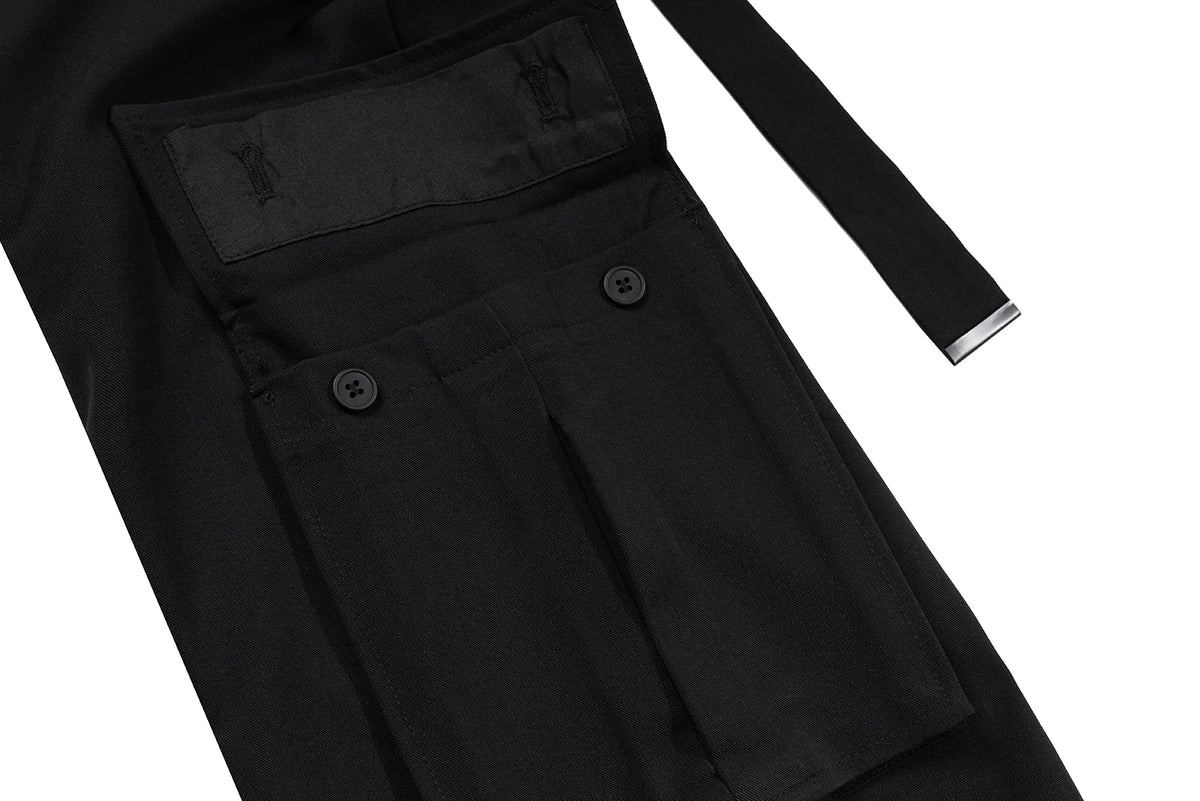 ribbons multi pockets straight black cargo drape pants for men y2k streetwear casual baggy overalls oversized casual trousers unique cargo style 3620