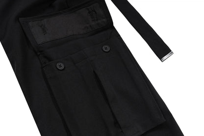 ribbons multi pockets straight black cargo drape pants for men y2k streetwear casual baggy overalls oversized casual trousers unique cargo style 3620