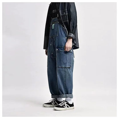 2023 men clothing chic denim overalls mens work cargo pants old school easy worker multi pocket bib jumpsuit denim pants unique cargo style 714