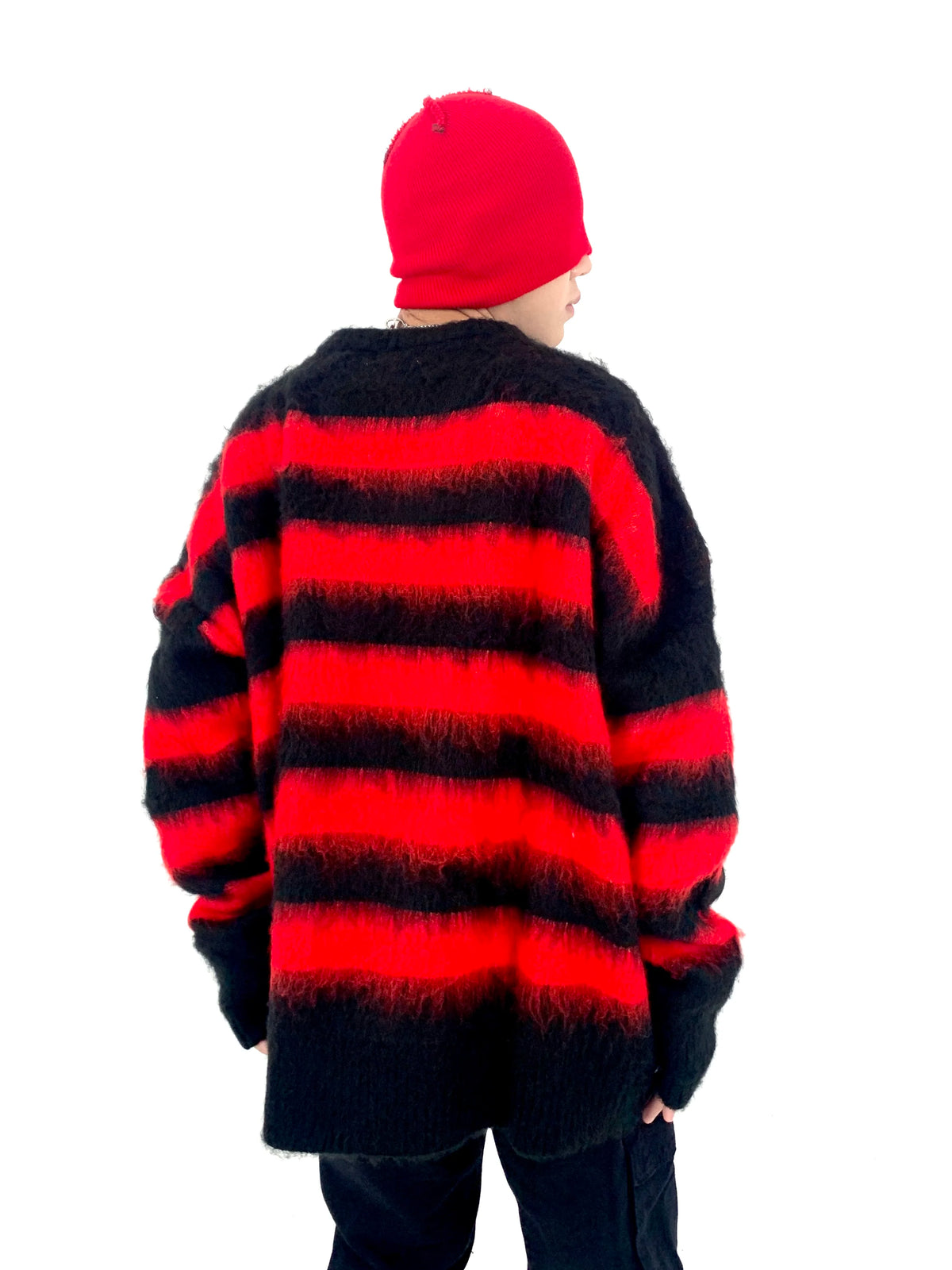 Hip Hop Striped Oversized Sweater Mens Autumn Winter Punk O-neck Long Sleeve Pullover Streetwear Casual Loose Sweaters Clothing Street King Limited