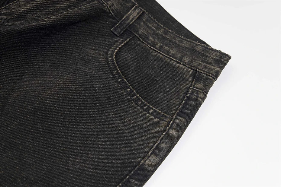 vintage black mens jeans patchwork hip hop baggy jeans man streetwear harajuku loose straight denim pants unique jeans style 4195
