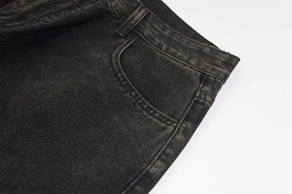 vintage black mens jeans patchwork hip hop baggy jeans man streetwear harajuku loose straight denim pants unique jeans style 4195