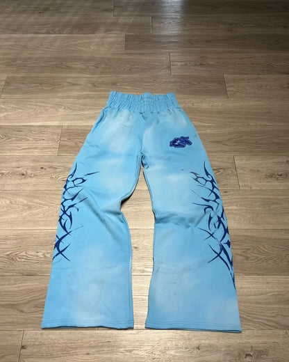 y2k american high street brand fashion loose floor length pants men harajuku retro gothic punk printed oversized trousers women menswear bottoms