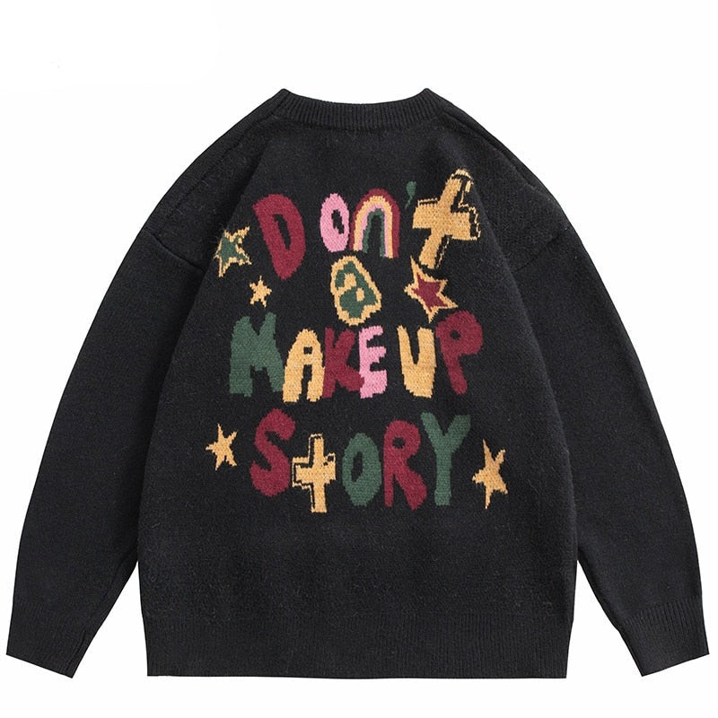 "Make Up Stories" Unisex Men Women Streetwear Graphic Sweater Daulet Apparel